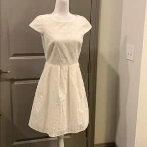 J Crew white eyelet fit and flare cap sleeve dress